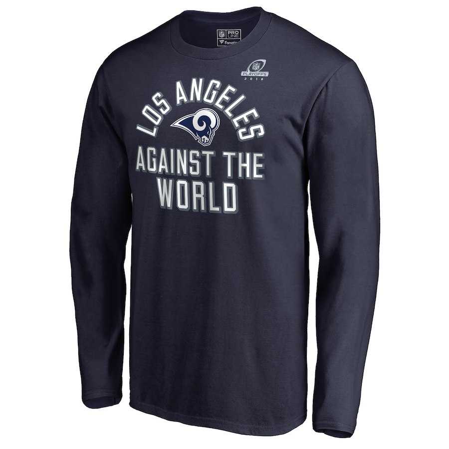 Men's Rams Navy 2018 NFL Playoffs Against The World Long Sleeve T-Shirt,We sell and wholesale Men's Rams Navy 2018 NFL Playoffs Against The World Long Sleeve T-Shirt on line form chian!